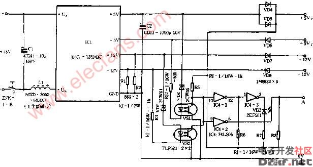 具有对称5v,12v稳压电源电路图