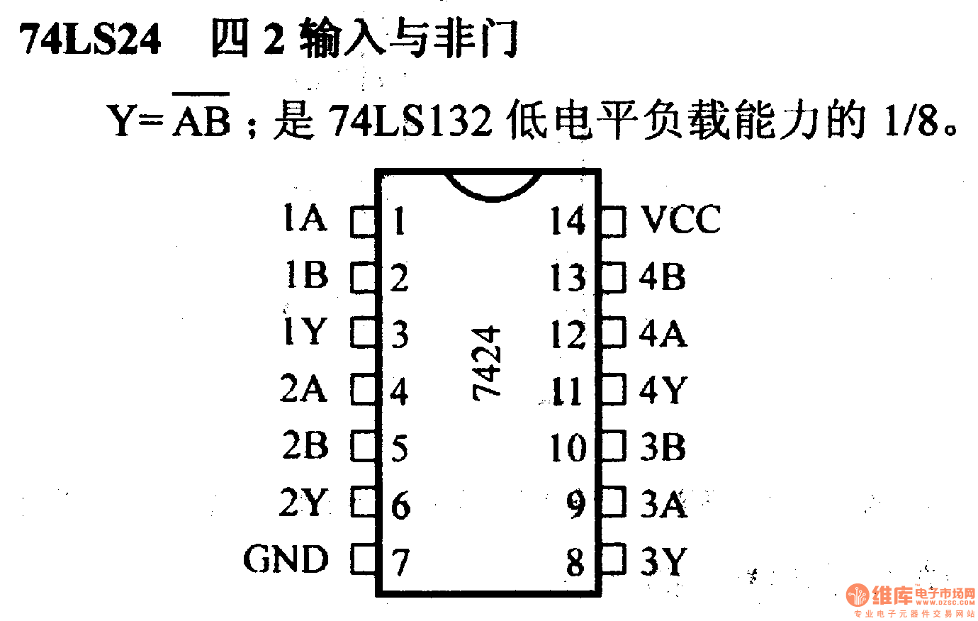 74系列数字电路74ls24等四2输入与非门