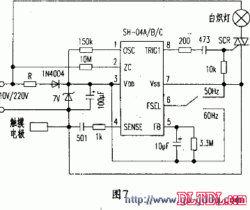 触摸式白炽灯调光开关电路