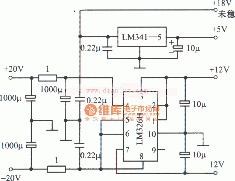 lm3415lm326h构成的多路稳压电源电路