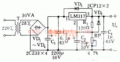 25～30v可调集成稳压器电路