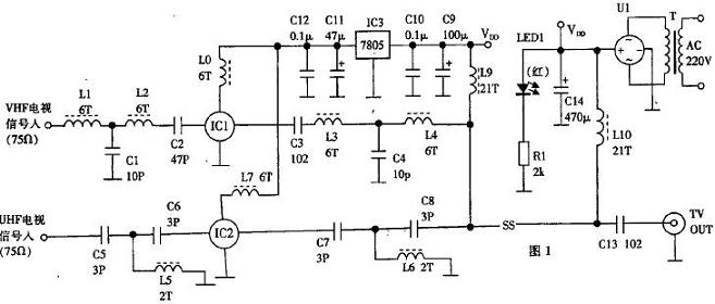电视天线放大器电路图