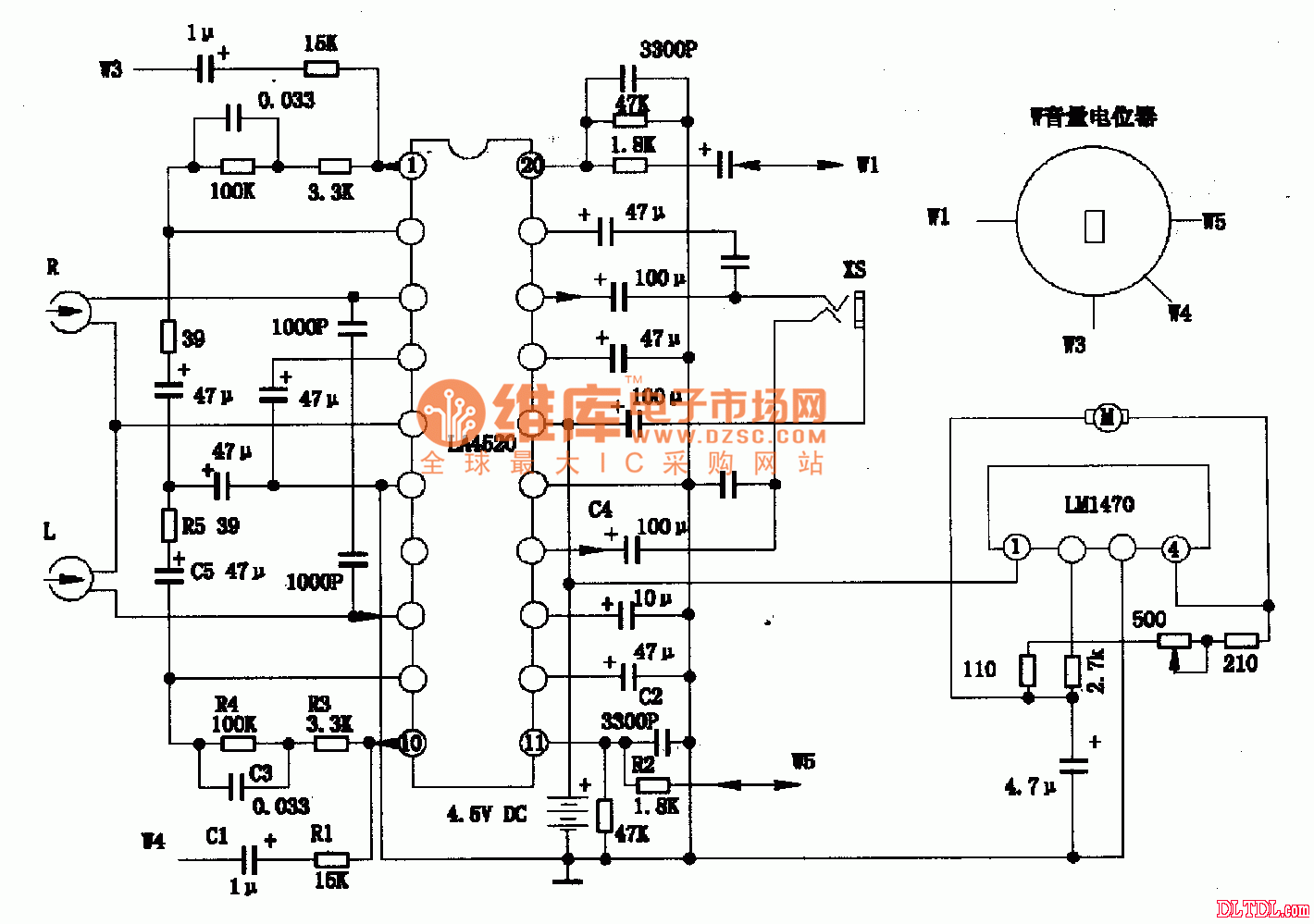 la4520-单片立体声放音集成电路图