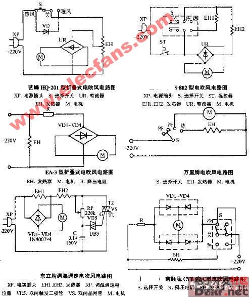 万里牌电吹风电路图
