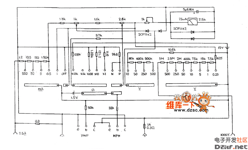 mf68万用表电路图