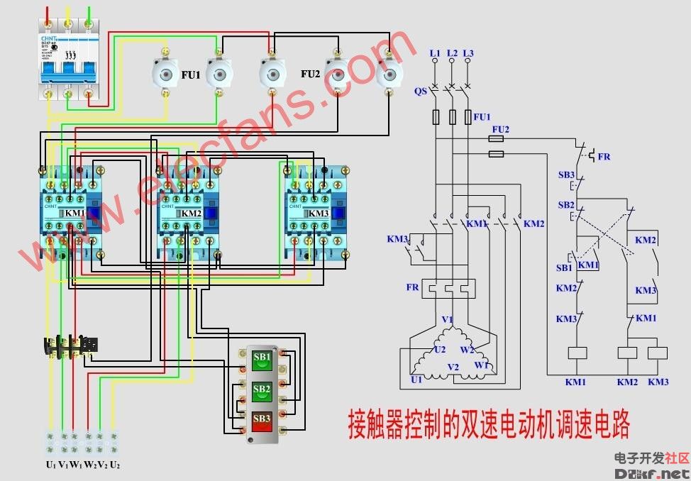 接触器控制的双速电动机调速电路