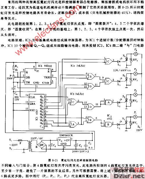 霓虹灯闪光花样控制器电路图