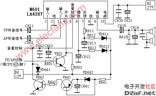 la4287构成的功率放大电路-应用电路