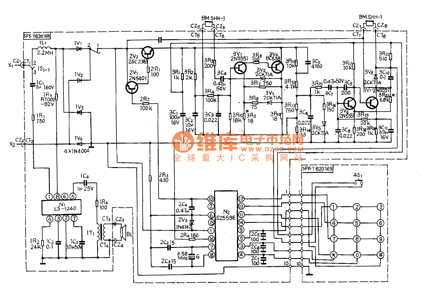 ha18(iv)t型电话机电路图